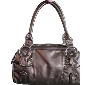 Womens Shoulder Bag Gold Bronze Purse Silver Accents Rectangle Boho Wide